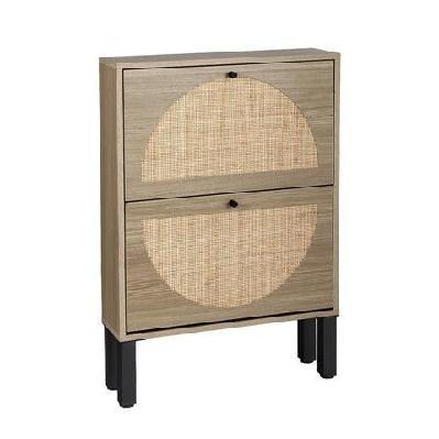 artiss shoe cabinet 2 drawers rattan 6 pairs