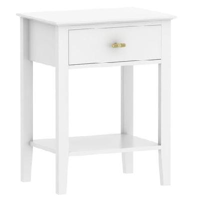 arven wooden modern nightstand bedside side table 1-drawer white