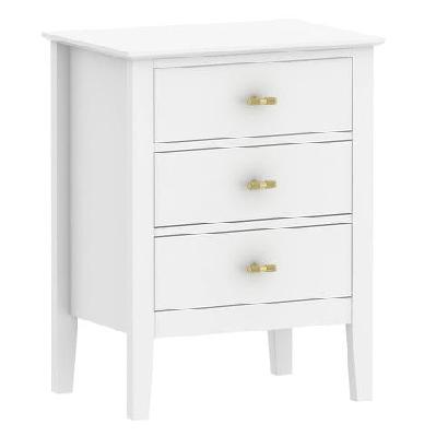 arven wooden modern nightstand bedside side table 3-drawers white