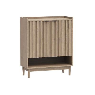 asa fluted 2-doors open shelf shoe cabinet rack oak