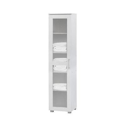ashley single door tall cupboard storage cabinet - white
