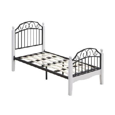ashley single size bed frame wooden pole black metal frame - white