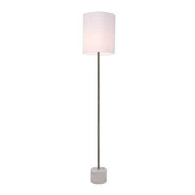 atlas standing floor lamp marble base antique brass body - white