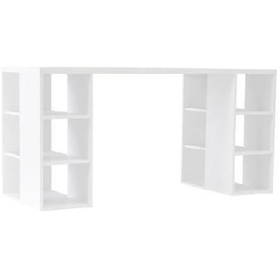 atlas study writing office working computer desk table w/ storage shelves - white