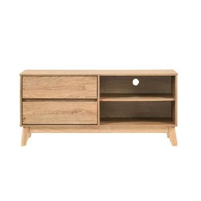 audrey tv stand entertainment unit 120cm 2-shelves 2-drawers oak