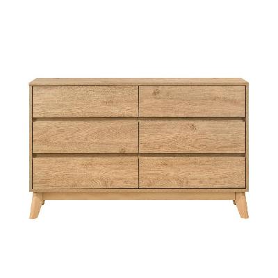 audrey wooden chest of 6-drawers dresser storage cabinet oak