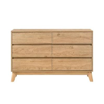 audrey wooden chest of 6-drawers dresser storage cabinet oak