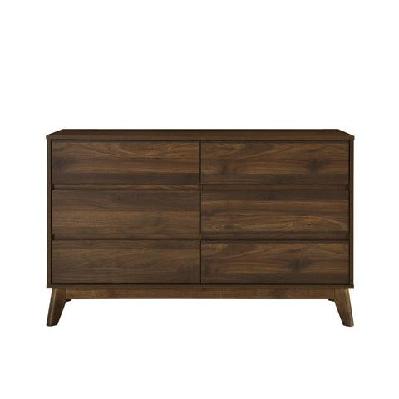 audrey wooden chest of 6-drawers dresser storage cabinet walnut