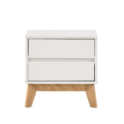 audrey wooden nightstand bedside table 2-drawers white