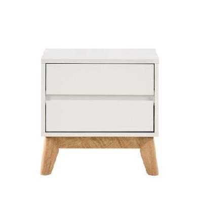 audrey wooden nightstand bedside table 2-drawers white