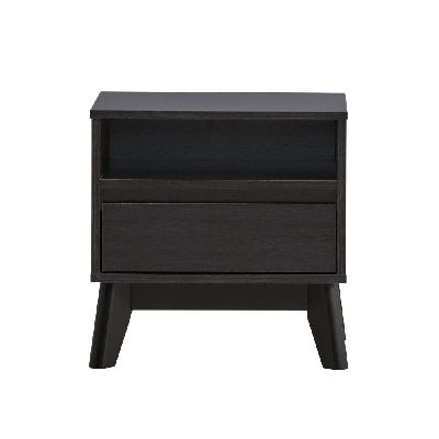 audrey wooden nightstand bedside table w/ 1-drawer black