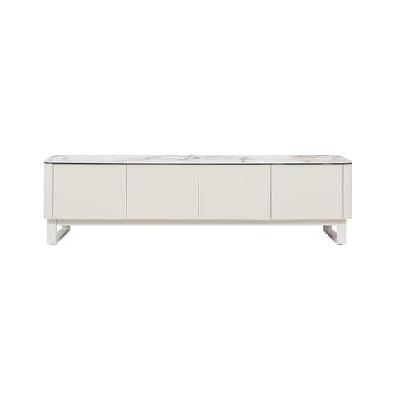 avalor marble effect ceramic lowline entertainment tv stand unit 180cm 4-doors milan white