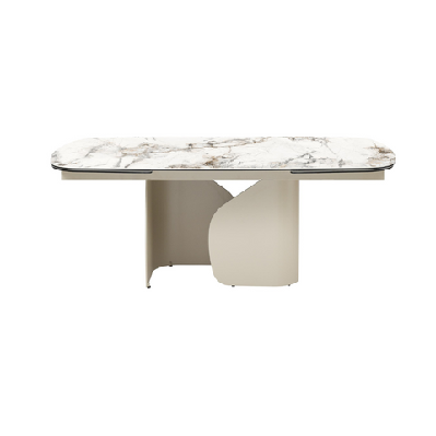 avalor marble effect ceramic rectangular extension kitchen dining table 200-300cm milan white