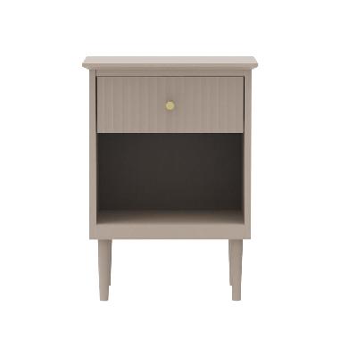 aveline nightstand bedside table open shelf 1-drawer khaki