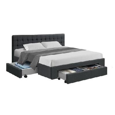 avio bed frame fabric storage drawers - charcoal king