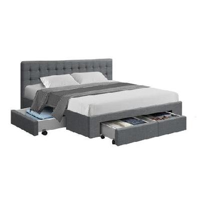 avio bed frame fabric storage drawers - grey king