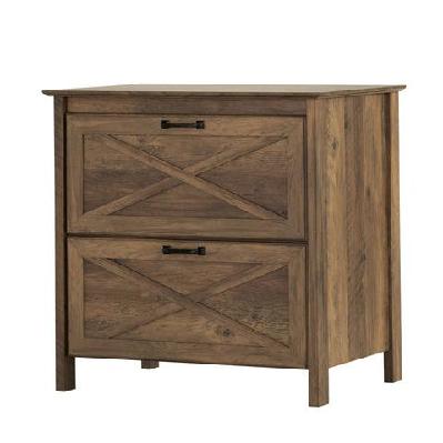 axel 2-drawers office storage filing cabinet rustic oak