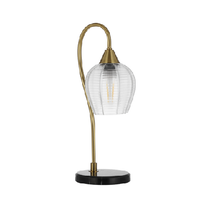 azalea contemporary table desk lamp light marble metal glass black marble antique gold clear gloss