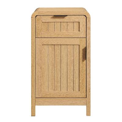 aziel wooden nightstand bedside table cabinet 1-drawer 1-door oak