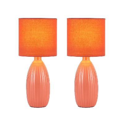 azure ceramic table desk lamp light set of 2 - coral