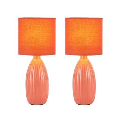 azure ceramic table desk lamp light set of 2 - coral
