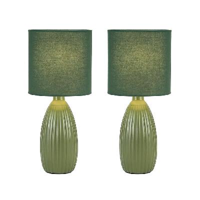 azure ceramic table desk lamp light set of 2 - green