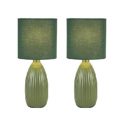 azure ceramic table desk lamp light set of 2 - green