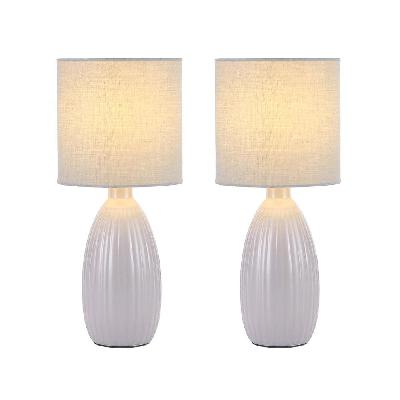 azure ceramic table desk lamp light set of 2 - grey
