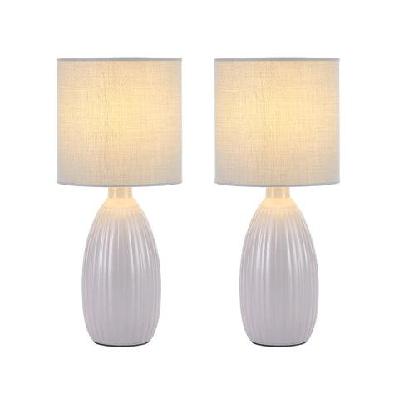 azure ceramic table desk lamp light set of 2 - grey