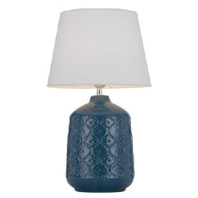 baci modern table desk lamp light fabric ceramic blue white gloss