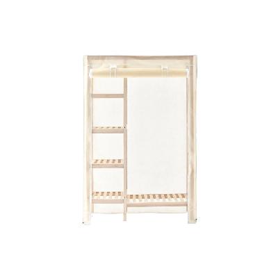 bamboo fabric wardrobe clothes organiser hanger - beige beige
