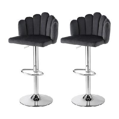 bar stool x2 kitchen dining counter gaslift chair adjustable velvet grey
