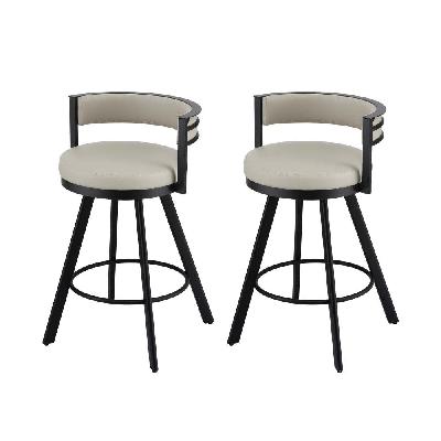 bar stools set of 2 swivel kitchen chair metal counter beige leather