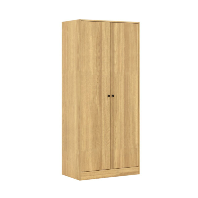 barch wooden 2-door wardrobe clothes rack hanger cabinet natural