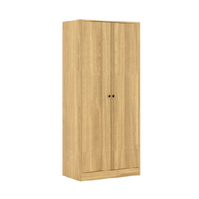 barch wooden 2-door wardrobe clothes rack hanger cabinet natural