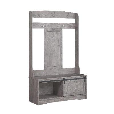 barndoor large modern coat rack hall tree shoe rack cabinet - grey oak