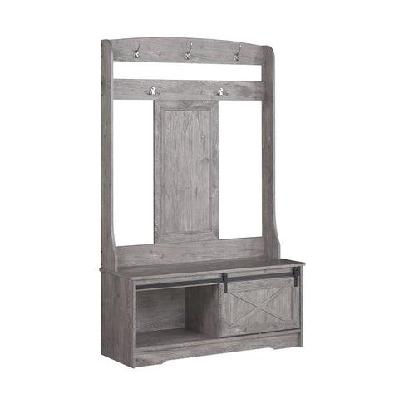 barndoor large modern coat rack hall tree shoe rack cabinet - grey oak