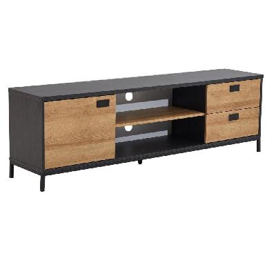 lowline entertainment unit tv stand cabinet 180cm - oak and black