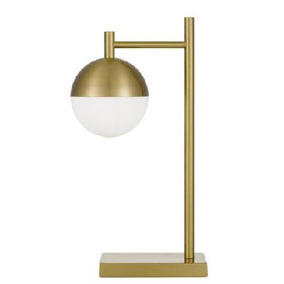 basilo industrial table desk lamp light metal glass antique gold opal matt