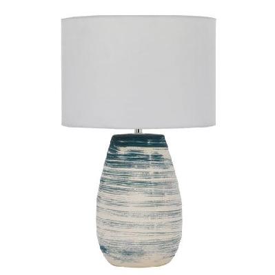 batik modern table desk lamp light fabric ceramic blue white