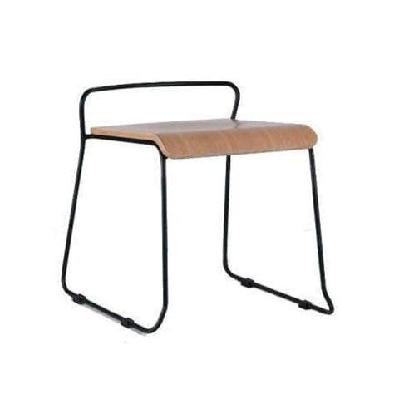 bavleen bar low stool 45cm - black frame - natural veneer seat