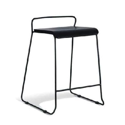 bavleen bar stool 65cm - black frame - black veneer seat