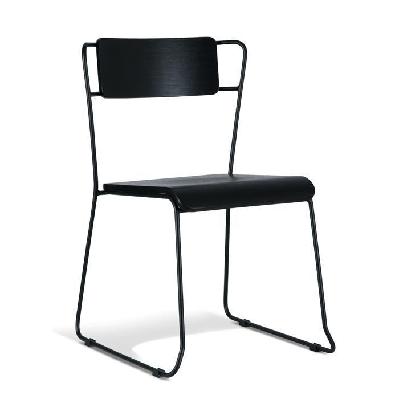 bavleen  dining chair - black frame - black veneer seat