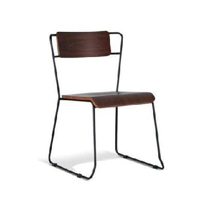 bavleen dining chair - black frame - walnut veneer seat