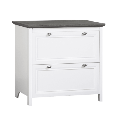 beanca 2-drawer office storage lateral filling cabinet - grey oak and white