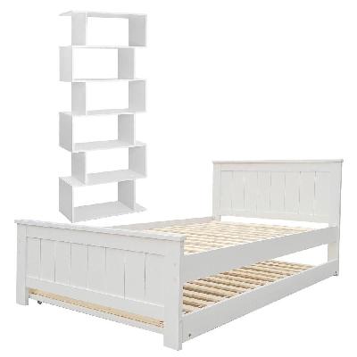 bed frame king single and bookshelf