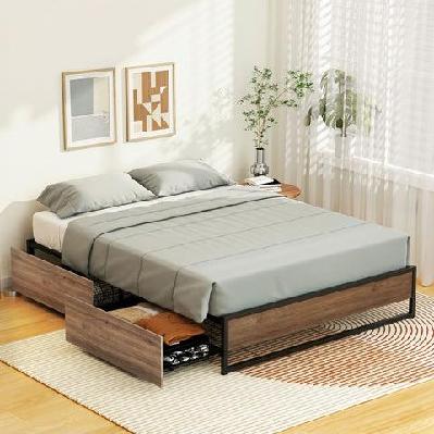 bed frame metal frame double size bed base 2 drawers oslo
