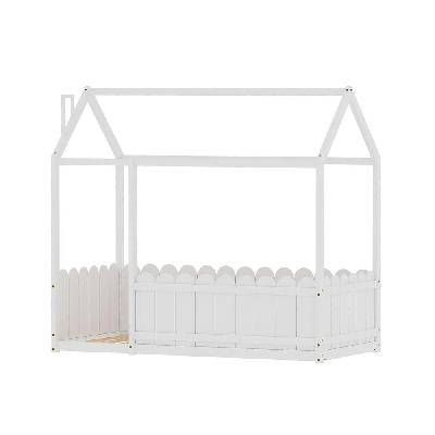 bed frame wooden kids house single frame white kori