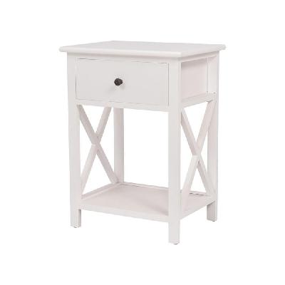 bedside nightstand end lamp side wood table with drawer white
