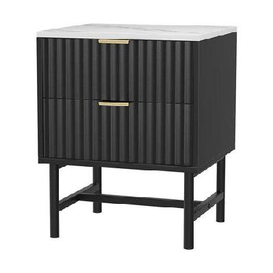 bedside nightstand table 2 drawers - black